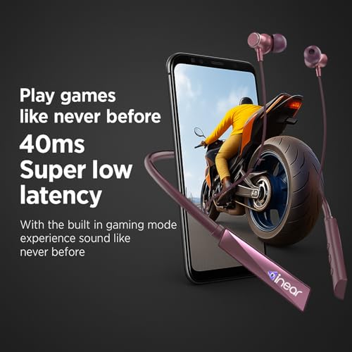 Image of inear DJ-M8 Bluetooth Neckband with 60H Playtime, Voice Changer, Magnetic On Off, Type-C Charging, Dual Pairing, ANC, Mic, HD Sound, IPX, for Gaming Running Gym Sports (Purple)