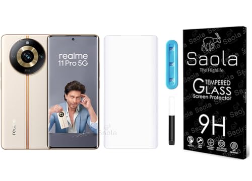 Image of Saola Curved UV Tempered Glass For Realme 11 Pro 5G. Comes With UV Light & Glue For Finest Pasting. Edge To Edge Protection With Case Friendly Fit. (Pack Of 1)