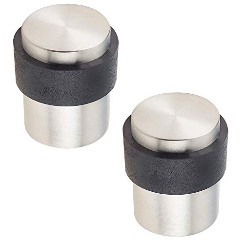 Image of EAI Satin Door Stop, Stainless Steel Floor Mounted Flat Top Pattern, 2 Pack
