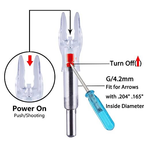 Keaup G/4.2Mm Lighted Nocks For Arrows With .165".204" Inside Diameter 3Pcs With X Bushings,Screwdriver Included (Red) #TOP4