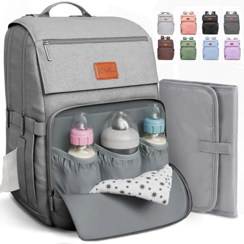 Image of Baby Diaper Bag Backpack - Baby Bags for Boys & Girls, Large Waterproof Diaper Backpack - Baby Shower Gifts & Registry Must Haves - Travel Diaper Bags with Changing Pad & Back Zipper - Baby Boy Stuff