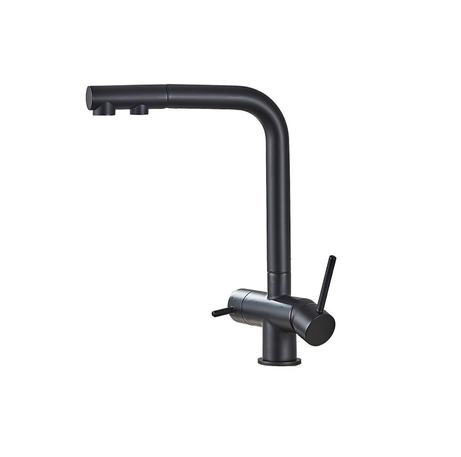 Robinet de cuisine avec filtre à eau noir mat pivotant à 360°