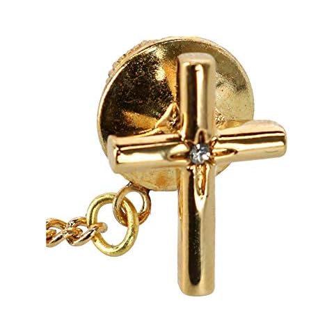 Ascentix Men's Cross Tie Tack with Crystal Center, One Size, Metal Cover