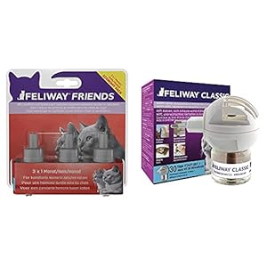 FELIWAY Friends Vorteilspack 3×30 Tage Nachfüllflakon & Classic Start-Set, Verdampfer für die Steckdosen & Flakon