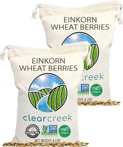 CLEAR CREEK Certified Glyphosate Residue Free Einkorn Wheat Berries | 8 lb (2-4 lb bags) Non-GMO Project Verified