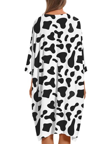 Image of KFUBUO Plus Size Nightgowns for Women Oversized Sleep Tshirts Dress Short Sleeves Sleepwear With Pocket Fit S-5XL