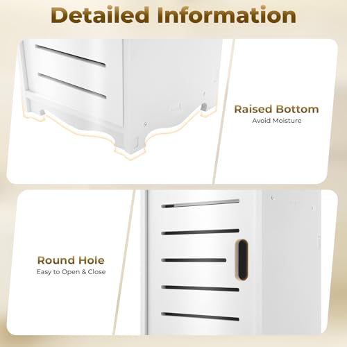 QIERF Mueble Auxiliar Baño Armario Estrecho para, Unidad de Almacenamiento Independiente para Baño, Salón, Comedor, Cocina, Pasillo, 20 x 20 x 80 cm, Blanco - imagen 8