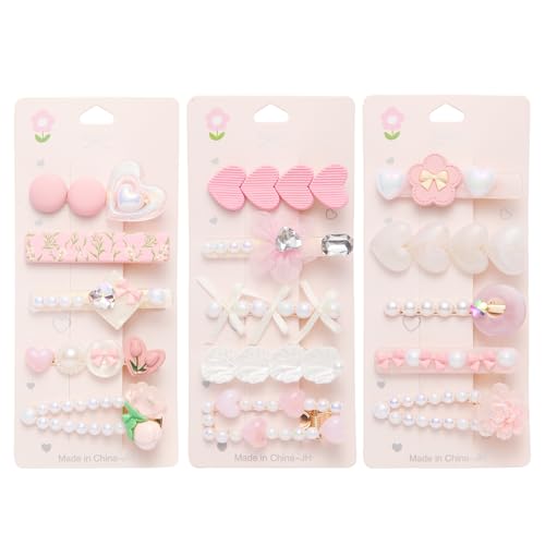 Set de 3 pinzas de cabello 2.36 pulg perla acrílico miniatura 1