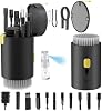 Tounee Kit de limpieza para teclado, kit de limpieza para electrónicos con cepillo grande retráctil, portátil, kit multiherramienta 20 en 1 para teléfonos, tabletas, computadoras, monitor de PC, TV, lente de cámara con spray de niebla de 2.5 ml (Negro) 2