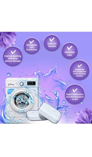 Image of Washing Machine Cleaner Tablets (18 Tablets) | Drum & Pipe Deep Cleaner | Lavender Scent | Removes Odour, Limescale & Residue | For Front Load & Top Load Fully Automatic Washing Machines