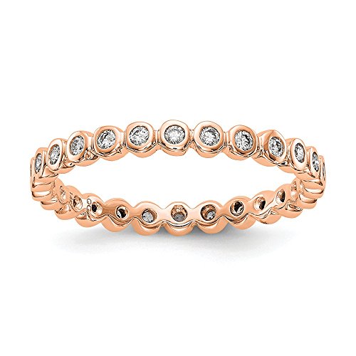 Solid 14K Rose Gold 1/3Ct Bezel Set Diamond Anniversary Wedding Band Eternity Ring Size 5 #TOP15