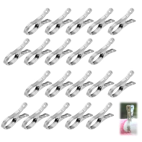 MHSKNHW 中号洗濯バサミ 9cm 20個セット ステンレス製 強力洗濯ピンチ 防風タイプ 布団ばさみ 物干し竿用 錆びにくい 屋外 室内両用 旅行 ベランダにも対応