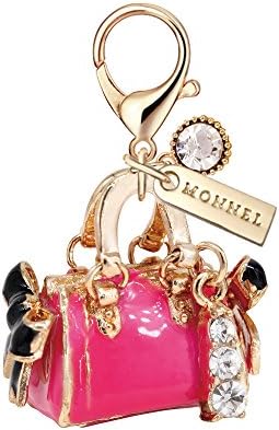 MC40 Pink 3D Pink Handbag Lobster Clasp Charms Pendants with Pouch Bag (1 piece)