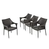 Christopher Knight Home Mirage Outdoor Wicker Stacking Dining Chairs, 4-Pcs Set, Multibrown