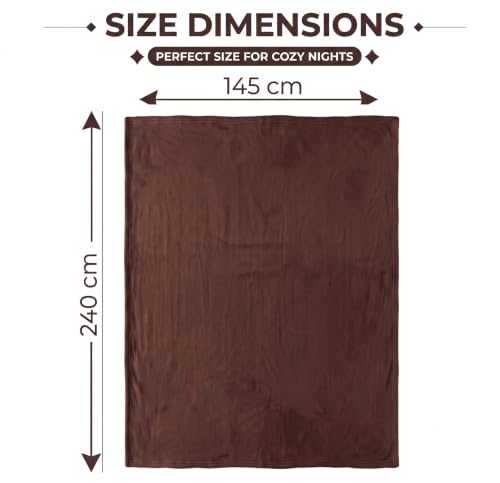 Image of HOMEKART 300 TC All Season Solid /Plain Lightweight Polar Fleece Single Bed Blanket (152 x 230 cm), Brown