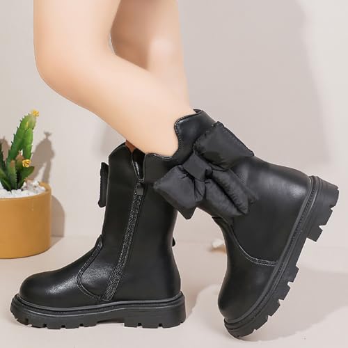 IWIHMIV Toddler Riding Boots Mid Calf Winter Shoes Girls Comfortable Flat Bottom Non Slip Boots with side Zipper2