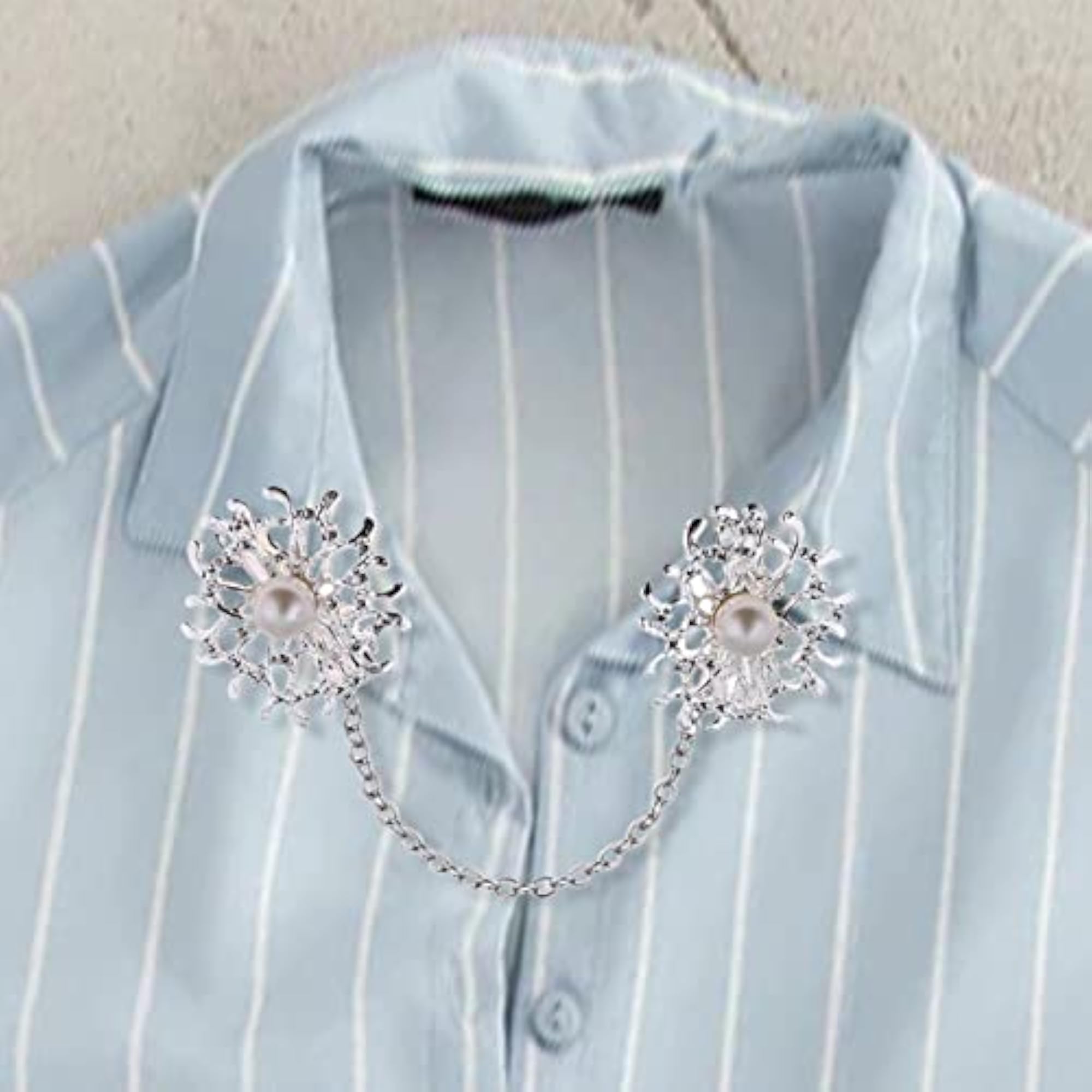 Women's Silver Tone Shawl Cardigan Chain Clip, Elegant Accessory