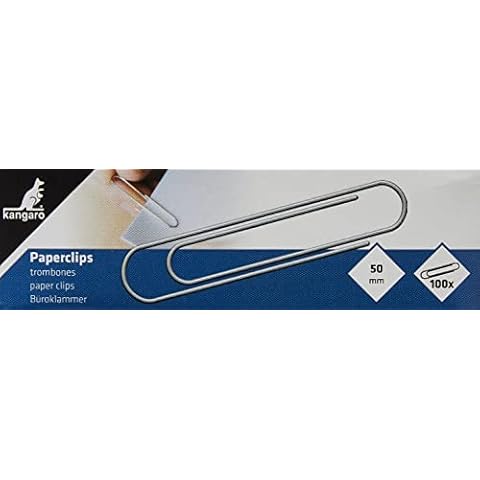 Kangaro K-10050 Paper Clips 50 mm Round Box of 100 Galvanised Cover