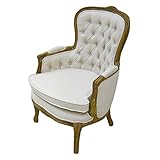 Breite: 59 cm Q and Q Louis XV Sessel, Eiche und Leinen, 60 x 59 x 92 cm