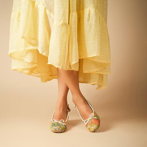 Image of Theater Women Doris Slingback Block Heels | Bow Detail Round Toe Sandals | Stylish & Comfortable for Casual, Office & Semi-Formal Wear
