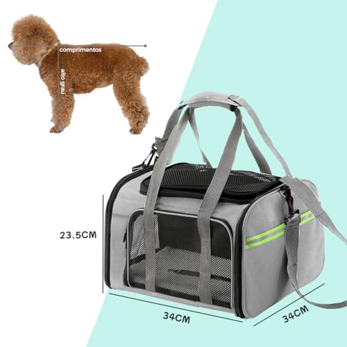 Bolsa Transporte Pet Ventilação em 4 lados Bolsa Transporte Pet Avião Para LATAM Paw Up (Cinza)