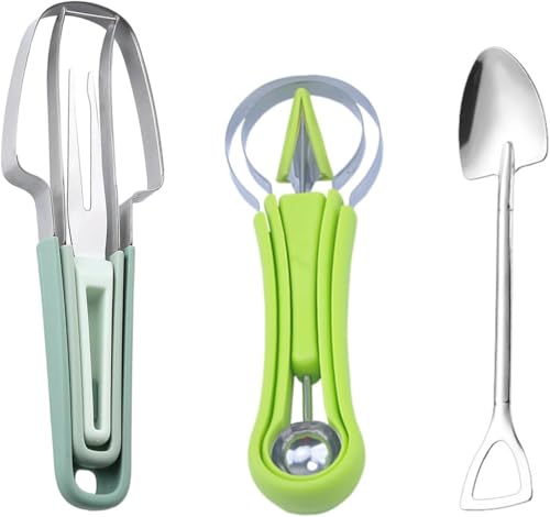 XFSRG Set Taglia Anguria Professionale Acciaio Inox Affettatore Melone Cucchiaio Scavino Frutta Attrezzo Cucina