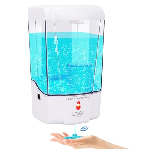 Automatic Soap Dispenser Wall Mounted: 700ml/23.7oz Commercial Hand Soap Dispenser Wall Mount, Touchless Electric Sensor Pump for Home Kitchen Bathroom Offices Hotel Commercial Restaurant