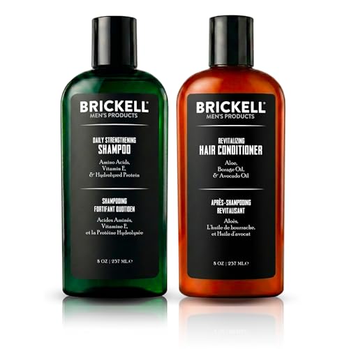 Brickell Mens Daily Revitalizing Hair Care Routine Shampoo and Conditioner Set For Men With Pro-Vitamin B5 Aloe and Tea Tree Oil Strength and Volume Enhancing Conditioner Gift Set