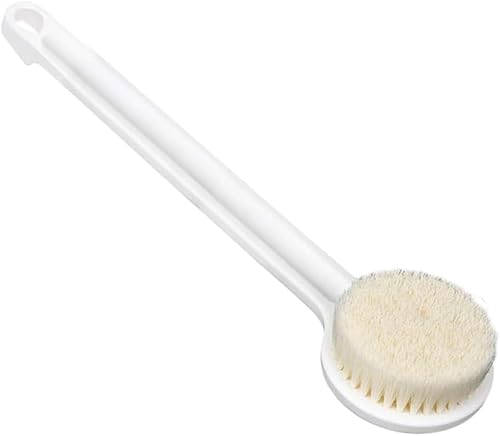 lanci 1 pcs-Long Handle Back Scrubber for Shower – Soft Bristle Body Brush for Exfoliating, Deep Cleansing & Massage – Wet or Dry Brushing Bath Tool (White)
