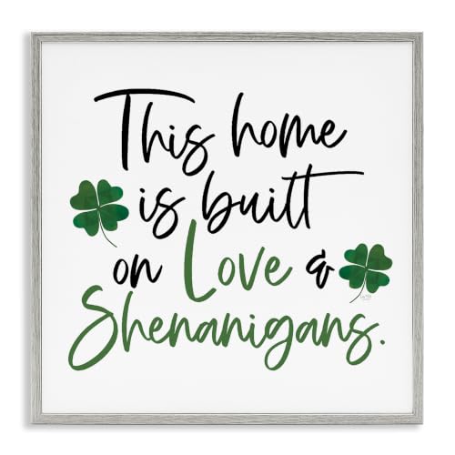 Lucky Green Clover Calligraphy Quote, 24 x 24 Inch Framed Giclée Print