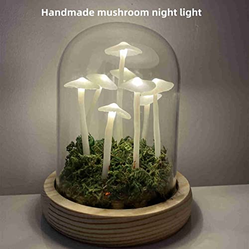 Sytmhoe Mushroom Night Light,Handmade Mushroom Lamp,White Mushroom Lamp With Glass Dome For Home Decor Wedding Birthday Party Valentine's Day Gifts #TOP2