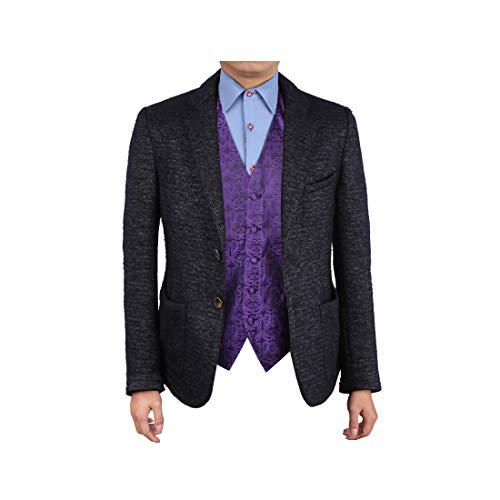 Epoint EGC1B05B-3XL Blue Violet Patterned Economics For Formal Waistcoat Woven Microfiber Christmas Vest XXX-Large Vest