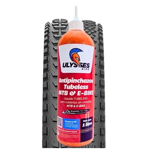 Ulysses Bike, 1 Litro de Liquido tubeless antipinchazos preventivo sin amoniaco para neumaticos de bicicleta MTB y E-Bike. Liquido antipinchazos con base agua