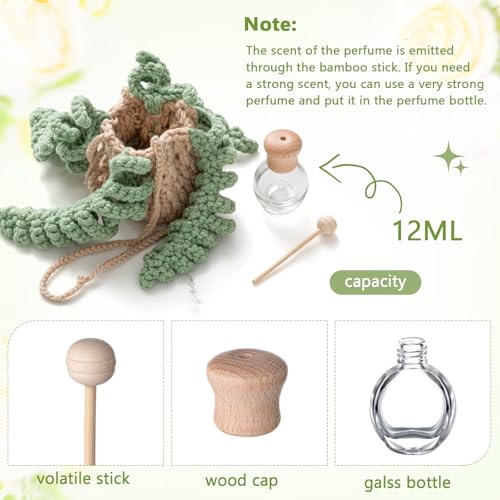 Image of Cute Crochet Plant for Car 12ml Diffuser Bottle,Green,Fern