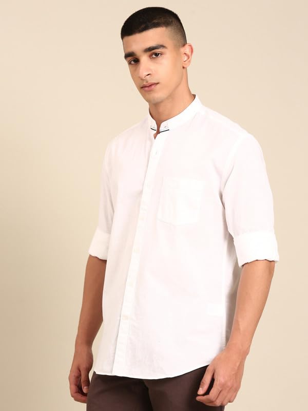 Image of Cavallo by Linen Club Men's Blended Linen Checked Contemporary Fit Full Sleeve Casual Shirt
