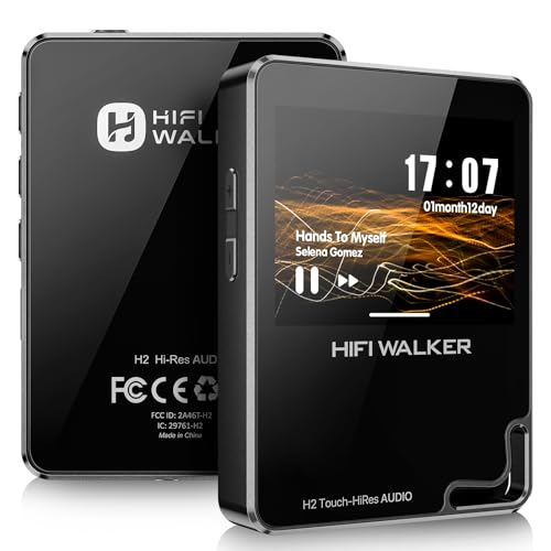 Image of HIFI WALKER H2 Touch Hi-Res MP3 Player with Bluetooth, 2.4 inch HD Touchscreen, Lossless DSD FLAC Music Player, 64GB Memory Card Included, Supports up to 512GB