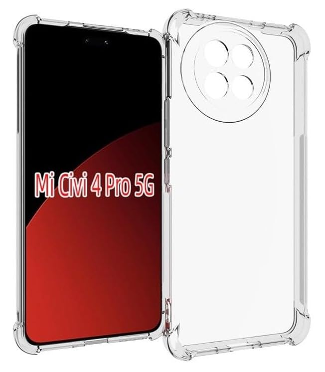 Image of BOXXO Flexible Back Cover for Xiaomi 14 Civi 5G | Back Cover Transparent Clear Shockproof Case Four Corner Protection | Slim Protective Mobile Phone Cover for Xiaomi 14 Civi 5G