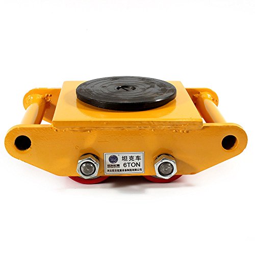 Hansemay Pro-Lift-Montagetechnik - Ruedas blindadas de 6 toneladas, para máquinas de patines y muebles, con tapa giratoria de 360 grados, color amarillo Cover