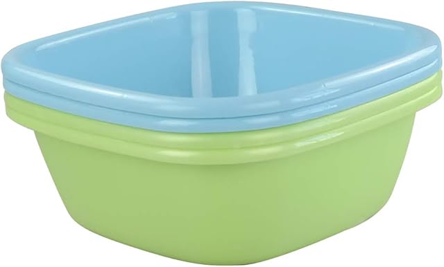 Lesbye Set of 4 Square Plastic Washing Up Bowls, Small Square Washing Up Basins