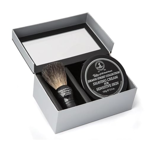 Taylor of Old Bond Street Black Pure Badger Shaving Brush and Jermyn St. Shaving Cream Bowl 150g Gift Set 2 pc shave set
