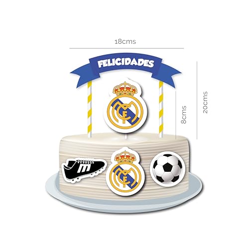 Miniatura 3 de Decoración Cumpleaños Madrid - 1 Cartel 100x80cm, 2 Banderines, 1 Cake Topper, 12 Toppers - Diseño Para Fiestas Infantiles Pack 3