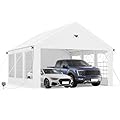 Carports 20x20 Heavy Duty, 2 Car Carport Canopy, Portable Car Port Garage with Clear Windows, Car Shelter All Weather, White