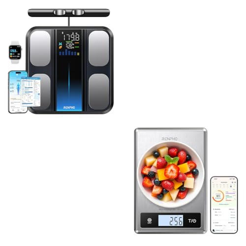 RENPHO Smart Scale with 8 Electrodes Larger Platform, RENPHO Digital Food Scale with Nutritional Calculator