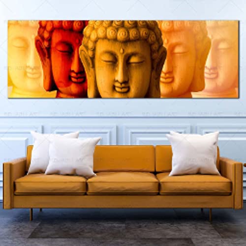 Peinture sur toile aquarelle Bouddha grand format vertical pour salon