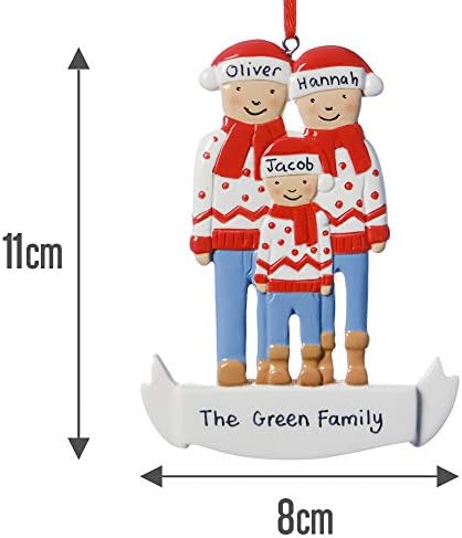Alphabet barn Personalised Family Christmas Tree Decoration Xmas Gift Ornament Groups 3 4 5 (Family of 3)