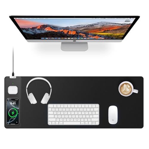 Magnetic Wireless Charging Mouse Pad, 27.5"x11.8" Gaming Desk Mat with