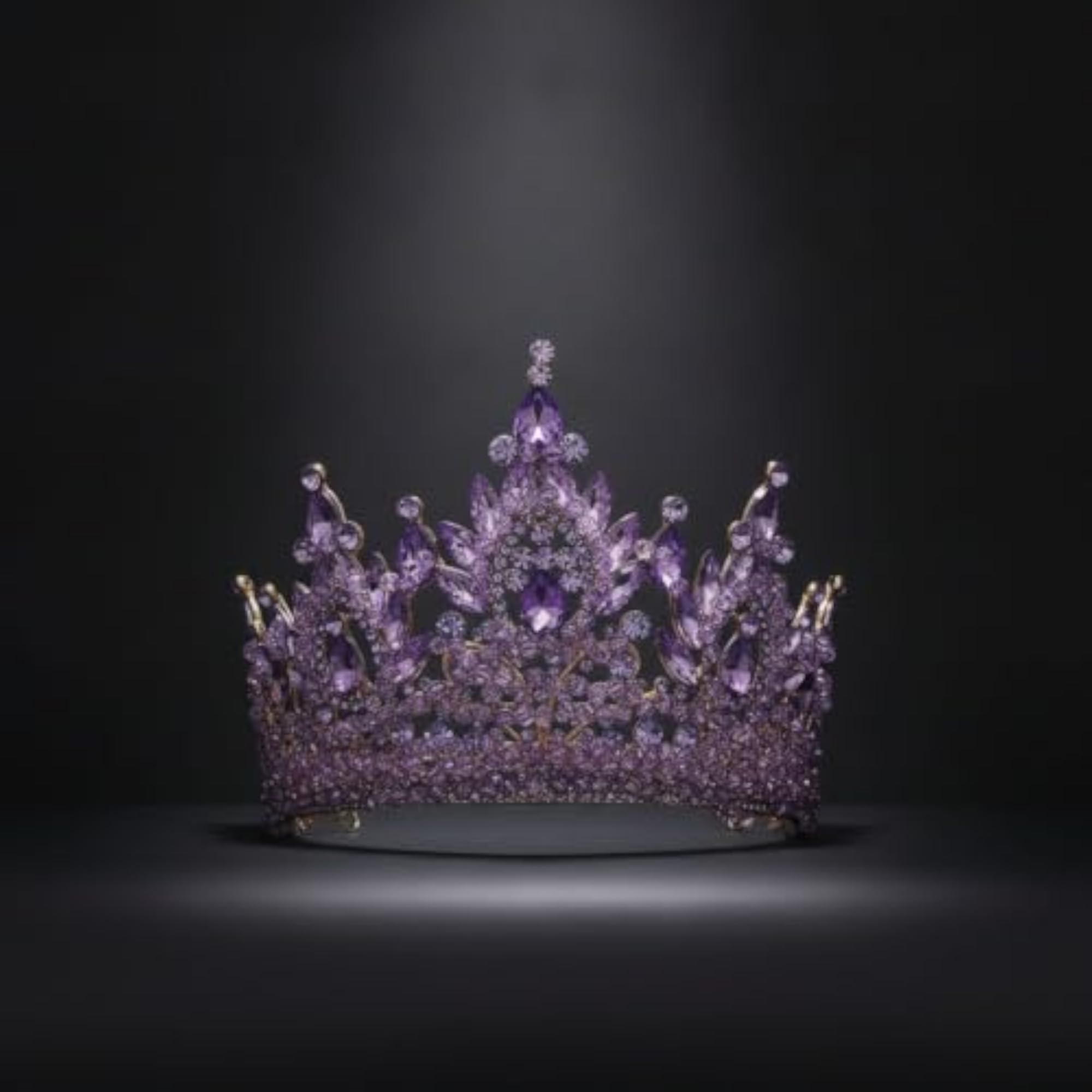 Gold-Tone Rhinestone Crown with Comb for Performers