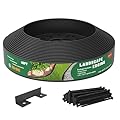 Mars Villa No Dig Landscape Edging 40FT with 40 Spikes, 2 Inch Tall Garden Edging Lawn Border, Landscape Edging for Garden, Flower Beds and Lawn (Black)