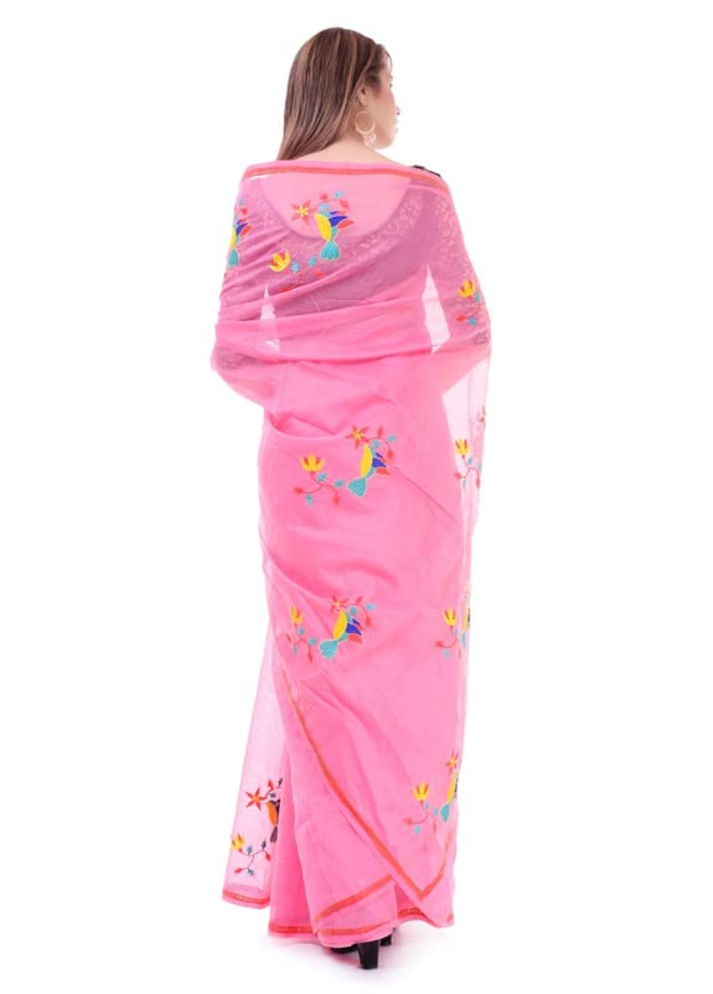 Women's Aari Work Pure Banarasi Cotton Embroidery Saree with Blouse