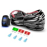 Nilight LED Light Bar Wiring Harness Kit 12AWG Heavy Duty 12V 5Pin Rocker Switch Laser On off Waterproof Switch Power Relay Blade Fuse-2 Lead (10038W)